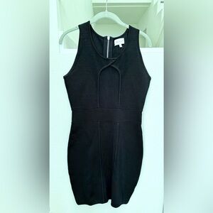 Milly Black Cutout Ribbed Mini Dress